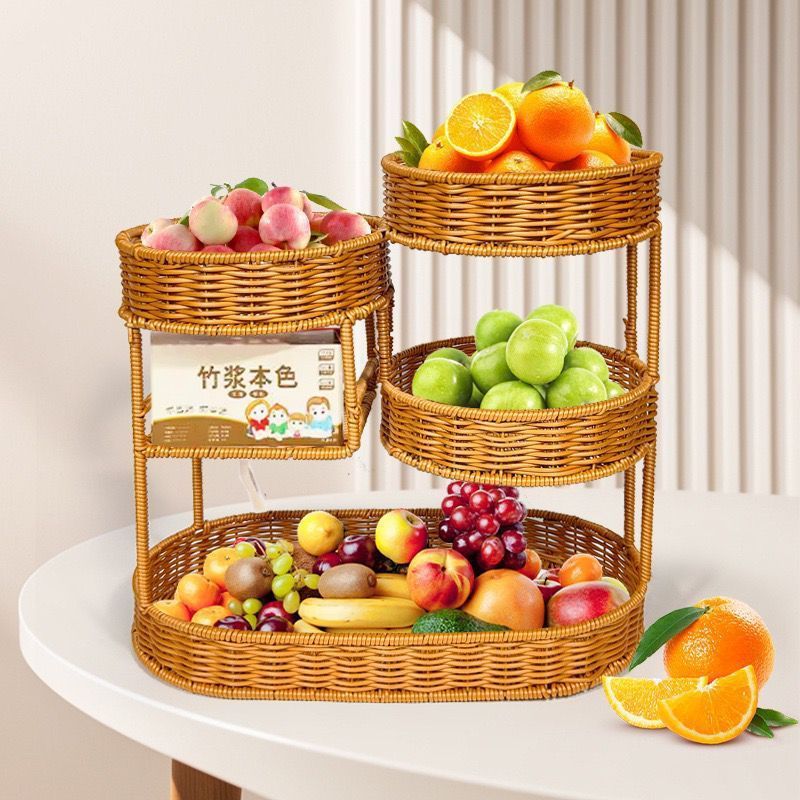 Imitation Rattan Fruit Basket Multi-Layer Fruit Basket Snack Storage Candy — image 1