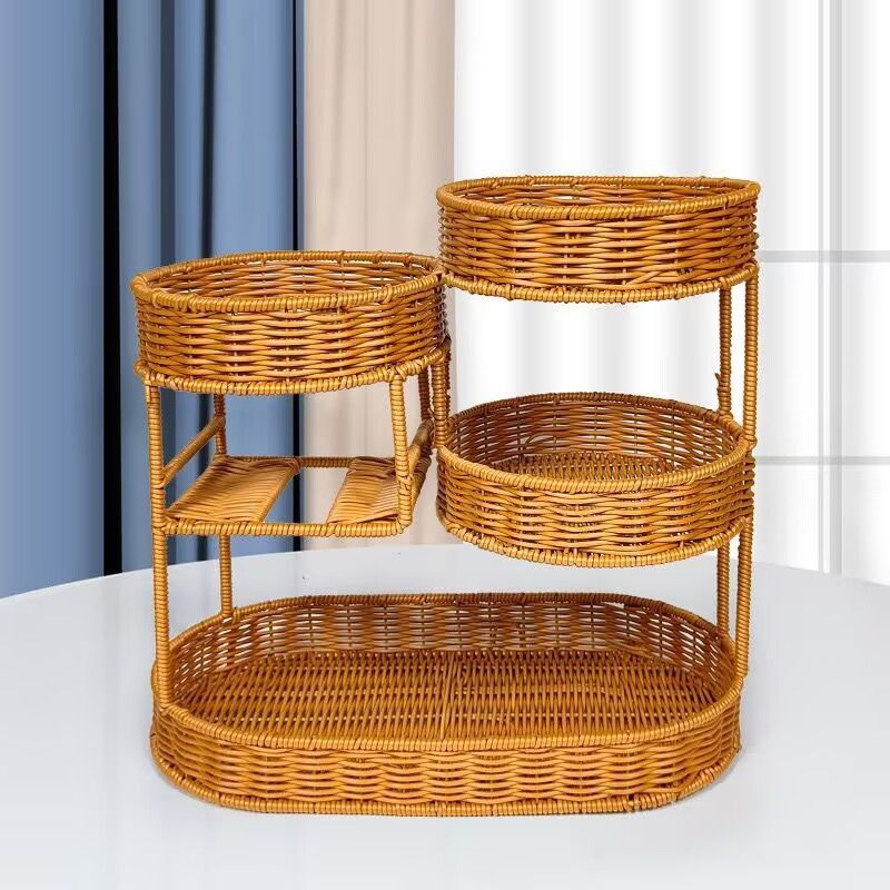 Imitation Rattan Fruit Basket Multi-Layer Fruit Basket Snack Storage Candy view 2