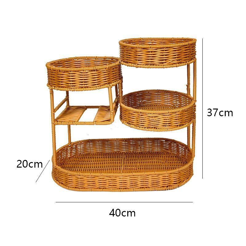 Imitation Rattan Fruit Basket Multi-Layer Fruit Basket Snack Storage Candy view 3
