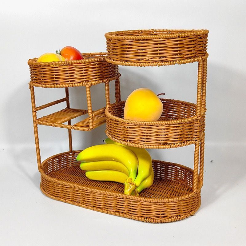 Imitation Rattan Fruit Basket Multi-Layer Fruit Basket Snack Storage Candy view 4