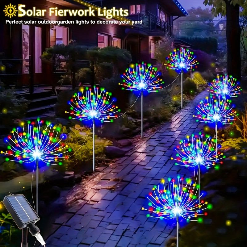 Black Solar Garden Lights Dandelion LED Lights Colorful Outdoor Lights 4-Pack view 4