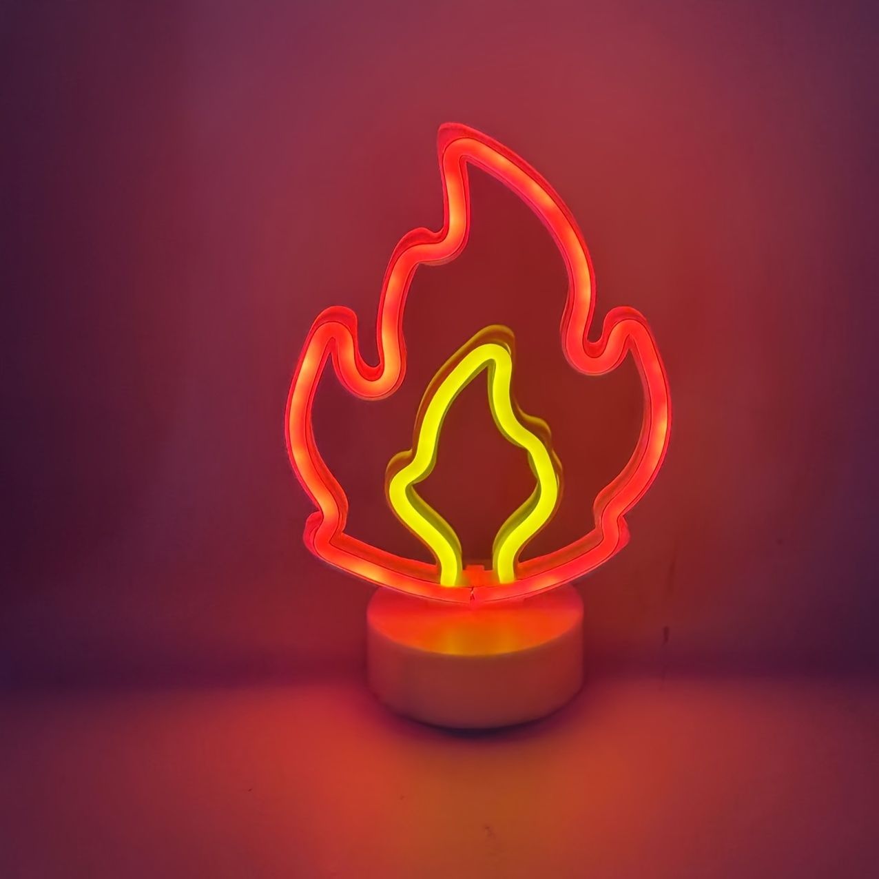 White Black Flame Neon Night Light Home Decor LED Night Light Ambient Lighting view 2