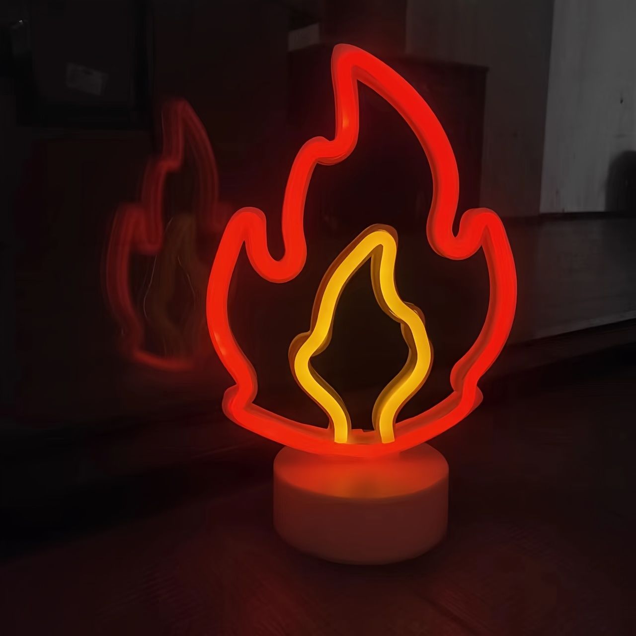 White Black Flame Neon Night Light Home Decor LED Night Light Ambient Lighting view 3