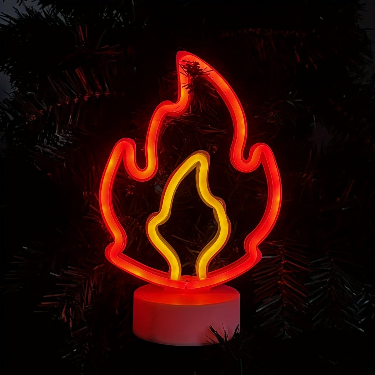 White Black Flame Neon Night Light Home Decor LED Night Light Ambient Lighting view 5