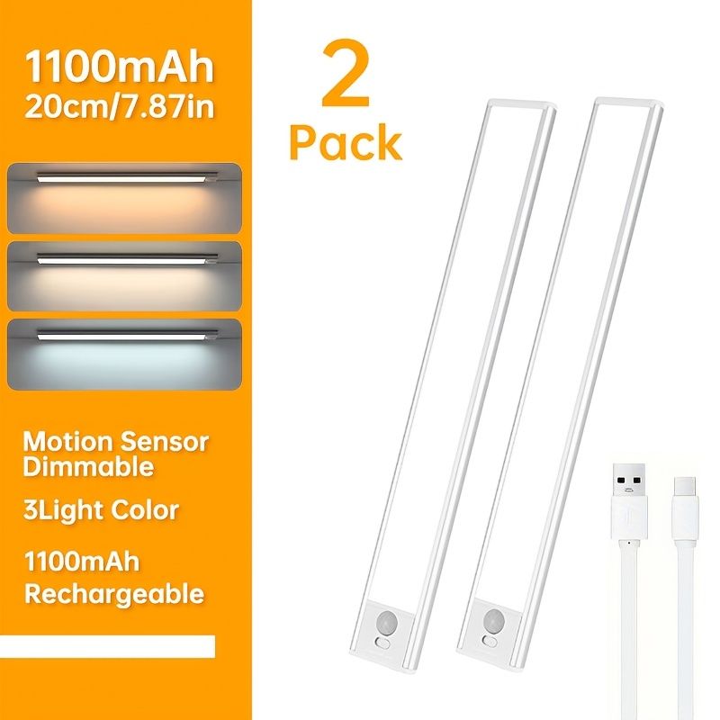 Silver Gold Motion Sensor Night Light Rechargeable LED Night Light Dimmable — image 1