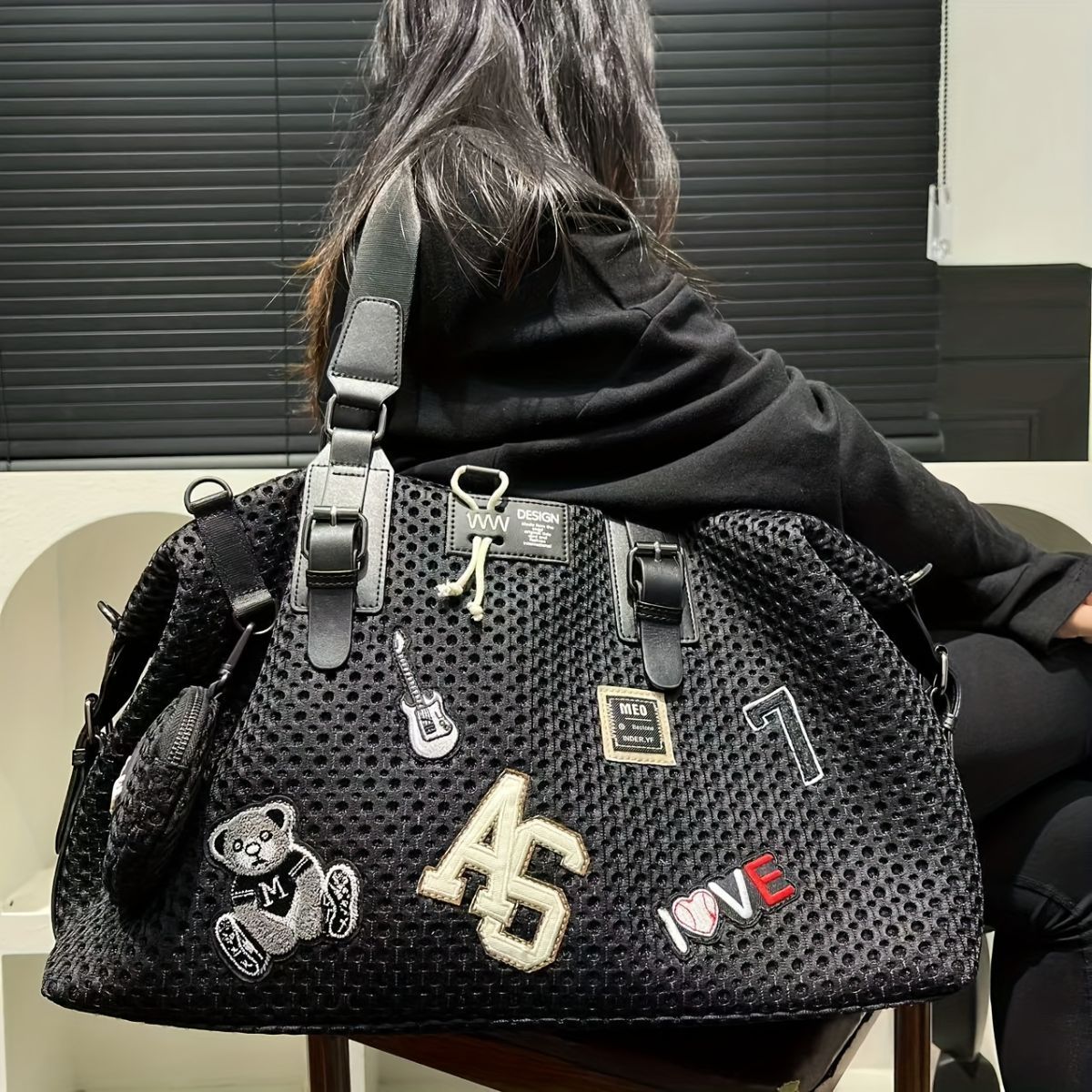 Travel Duffle Bag Embroidered Duffle Bag Stylish Travel Bag Weekend Bag For view 12