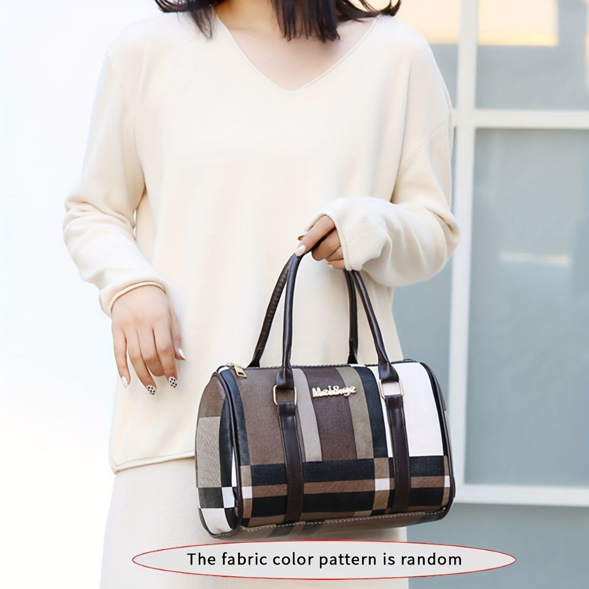 Women'S Bag Set Six Piece Bag Set Checkered Bag Large Capacity Bag Korean view 13