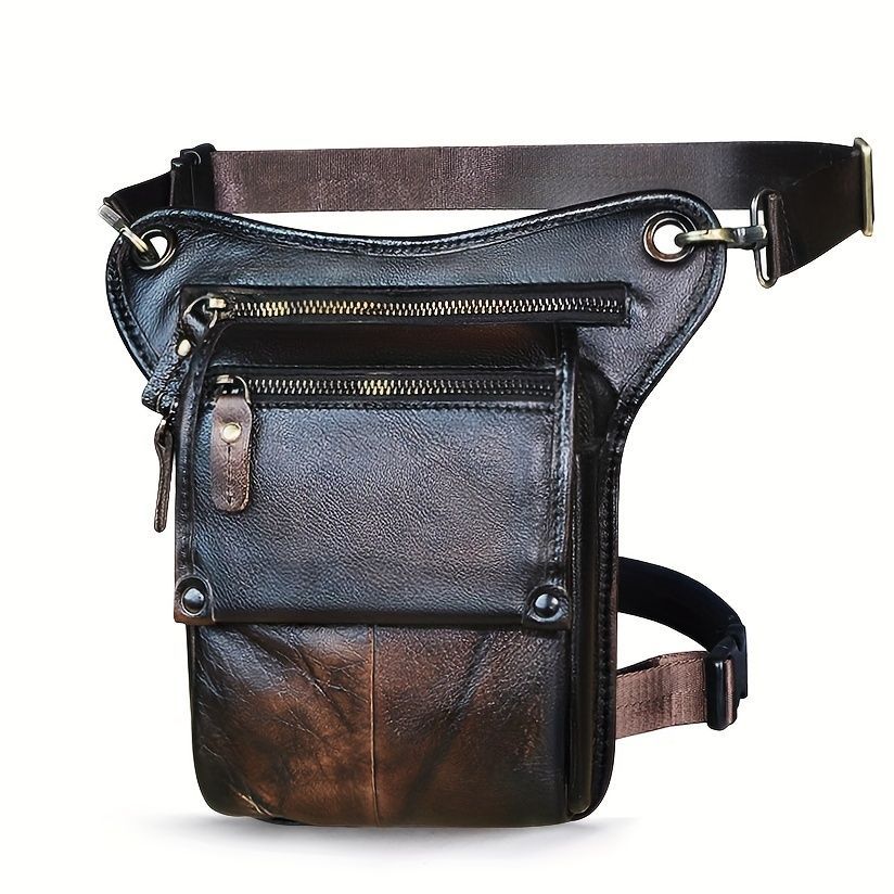 Leather Fanny Pack Top Grain Cowhide Travel Fanny Pack Adjustable Belt Fanny view 2