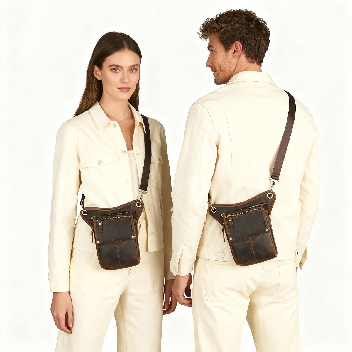 Leather Fanny Pack Top Grain Cowhide Travel Fanny Pack Adjustable Belt Fanny view 6