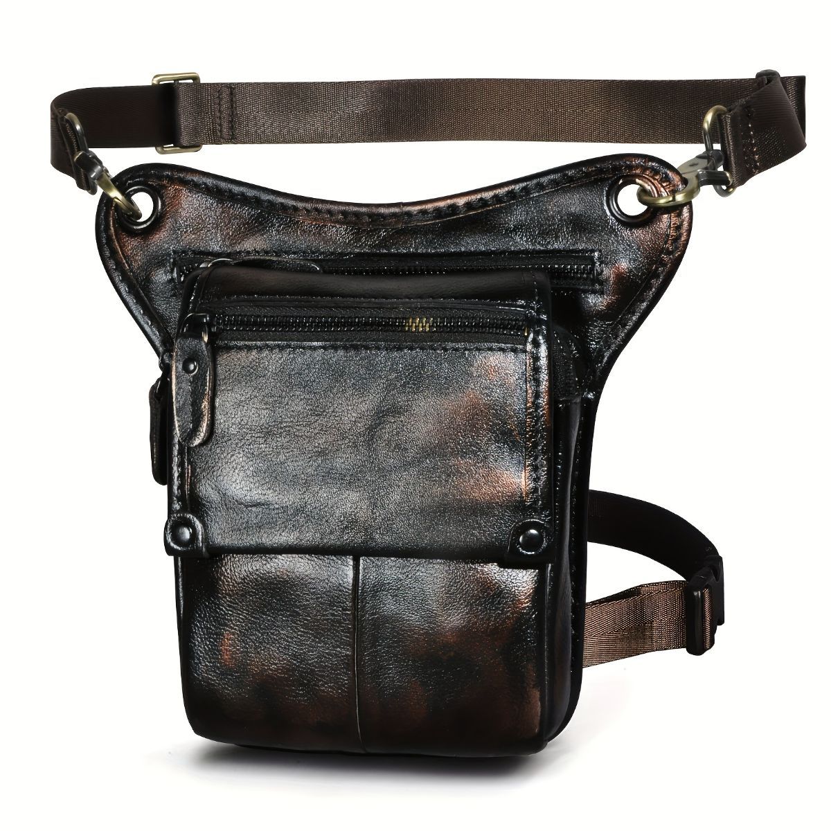 Leather Fanny Pack Top Grain Cowhide Travel Fanny Pack Adjustable Belt Fanny view 11