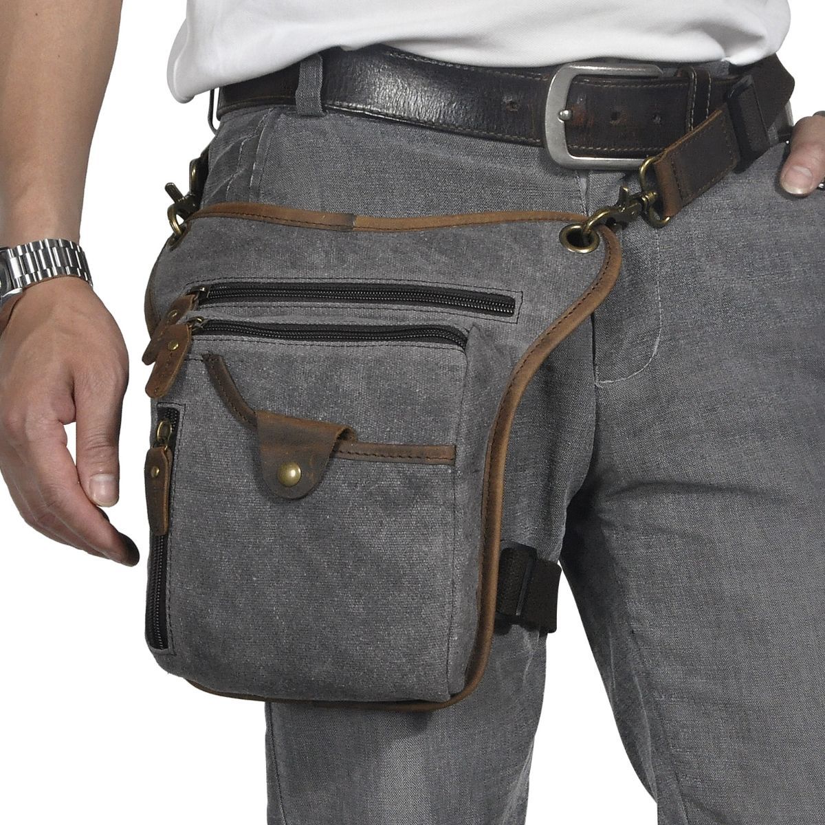 Leather Fanny Pack Top Grain Cowhide Travel Fanny Pack Adjustable Belt Fanny view 13