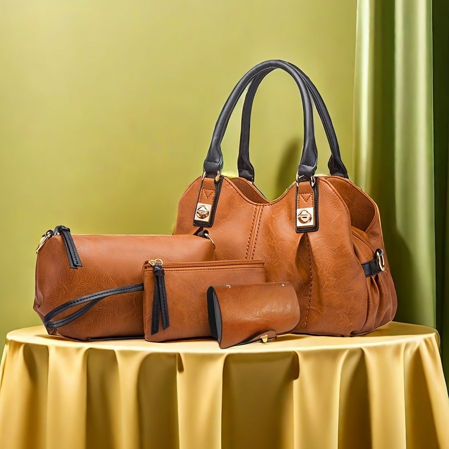 Vintage Bag Set Women'S Bag Set Tote Bag Cross-Body Bag Clutch Card Holder