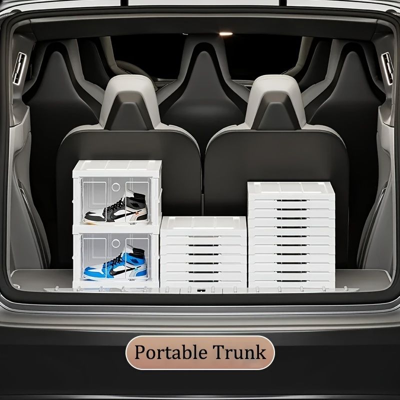 White Black foldable shoe storage boxes view 2