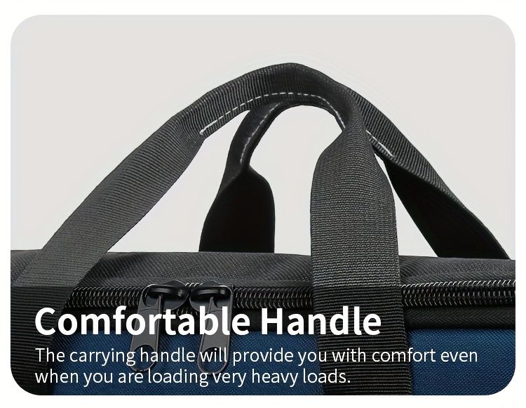 Black tool storage bag, large capacity tool bag, heavy duty tool organizer view 4