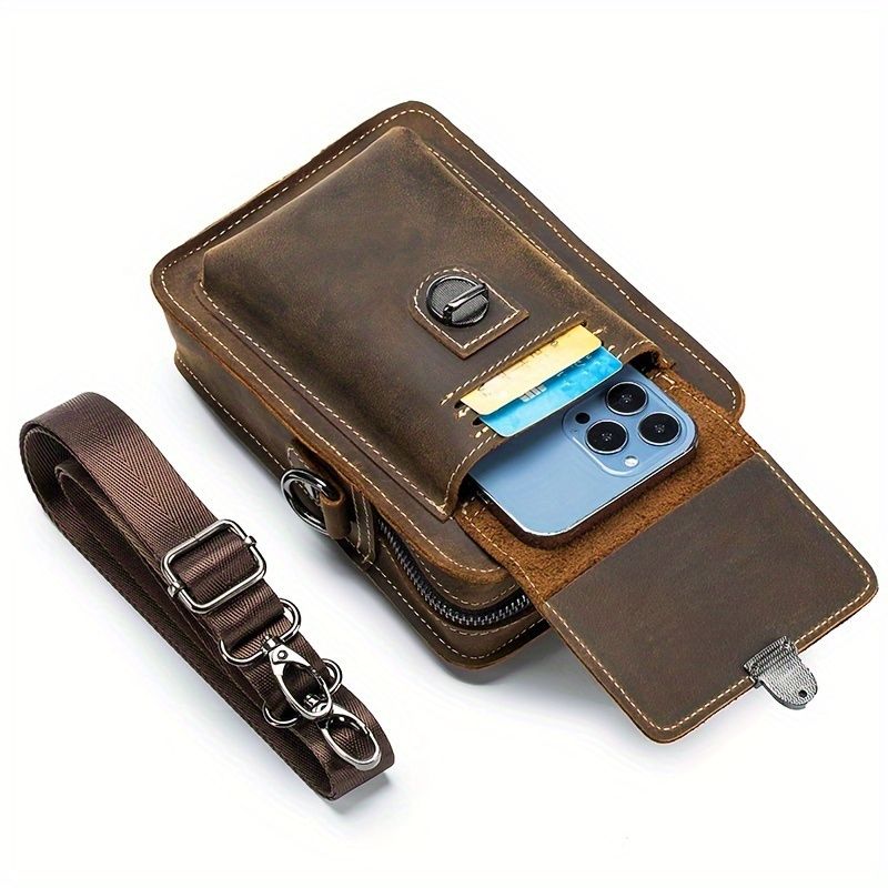 brown Brown Black Leather Cross Body Bag Genuine Leather Bag Travel Bag Daily view 4