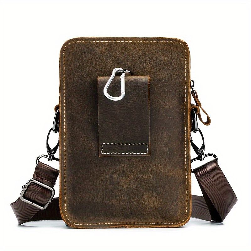 brown Brown Black Leather Cross Body Bag Genuine Leather Bag Travel Bag Daily view 6