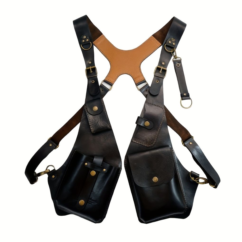 Brown Gray Blue Black Leather Chest Rig Travel Backpack Outdoor Backpack view 2