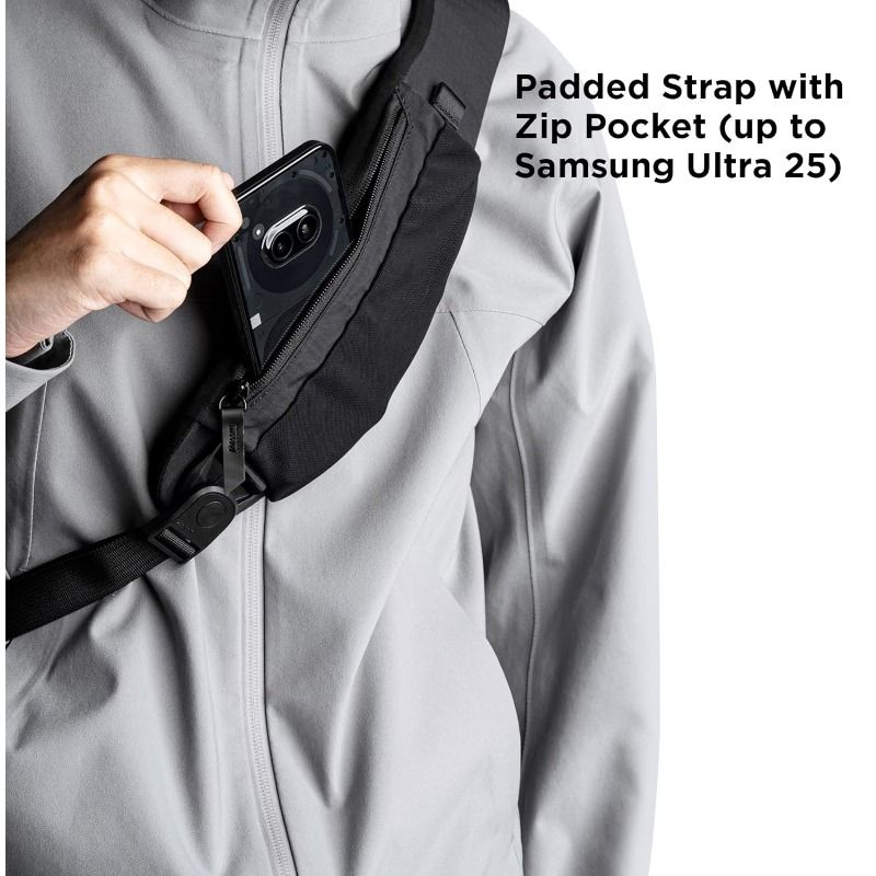 Black Blue sling backpack view 4