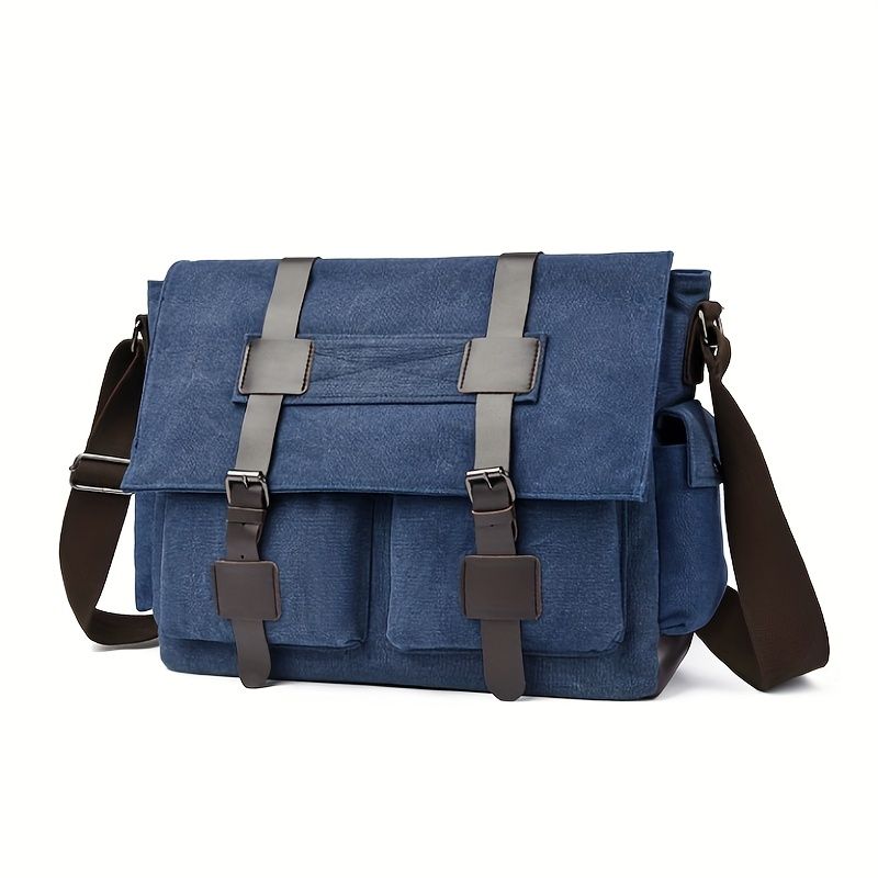 Navy Black Blue Canvas Messenger Bag Travel Bag High-Quality Bag Adjustable view 8