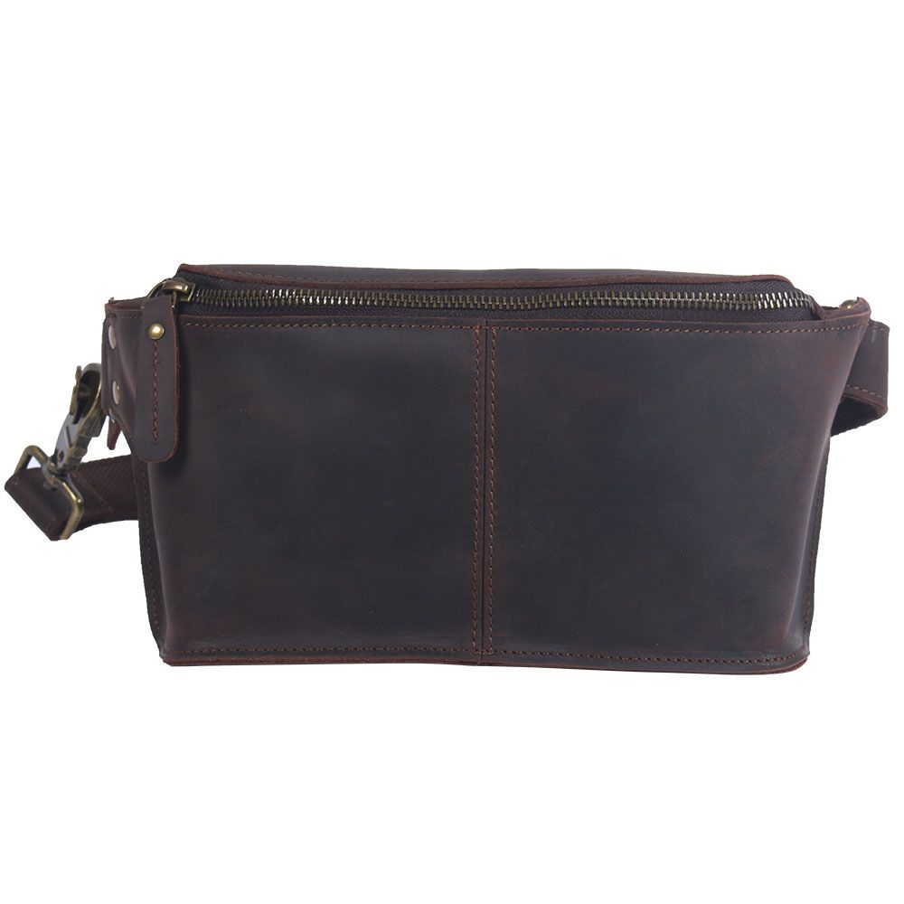 dark coffee color Black Top-Grain Leather Cross-Body Bag Leather Crossbody Bag view 3