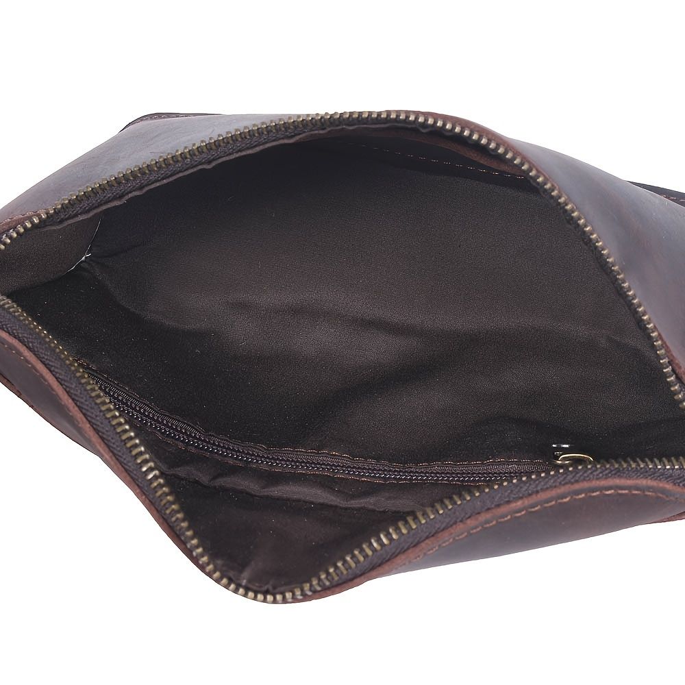 dark coffee color Black Top-Grain Leather Cross-Body Bag Leather Crossbody Bag view 8