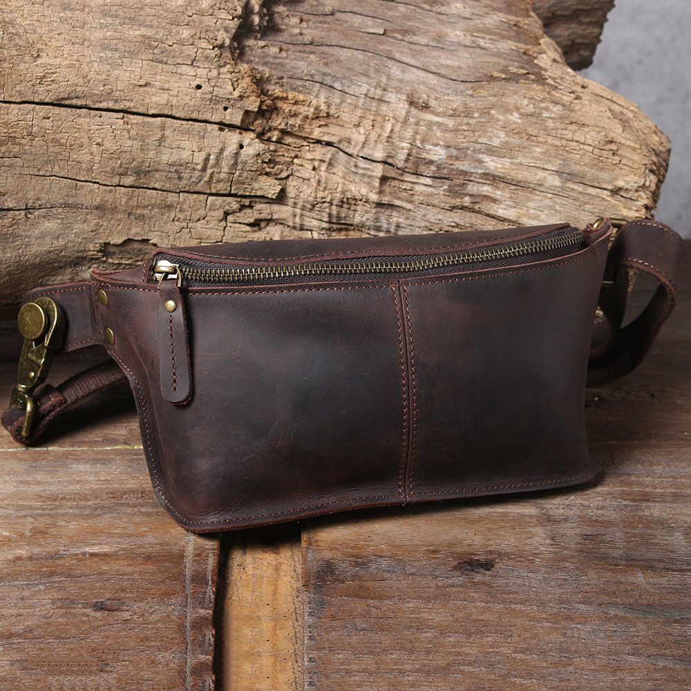 dark coffee color Black Top-Grain Leather Cross-Body Bag Leather Crossbody Bag view 9