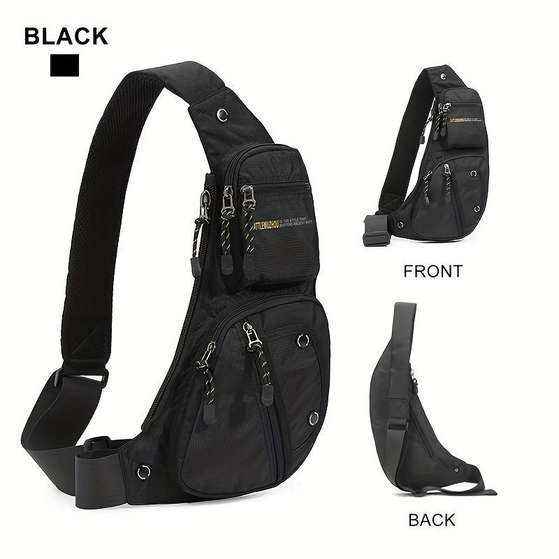 Black Cross-Body Sling Backpack Travel Backpack Grey Backpack Blue Backpack Black view 2