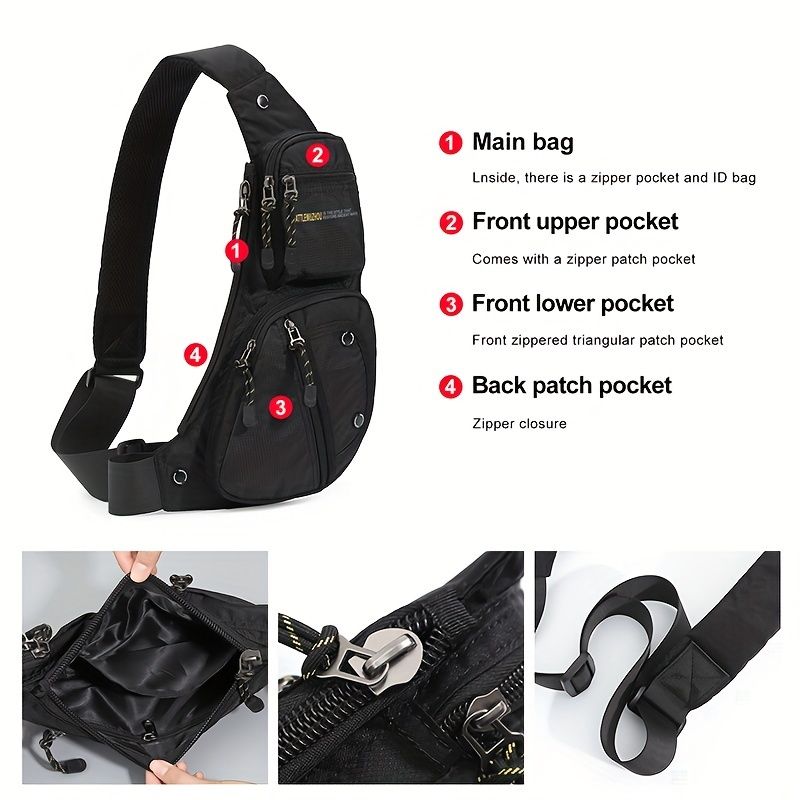 Black Cross-Body Sling Backpack Travel Backpack Grey Backpack Blue Backpack Black view 8