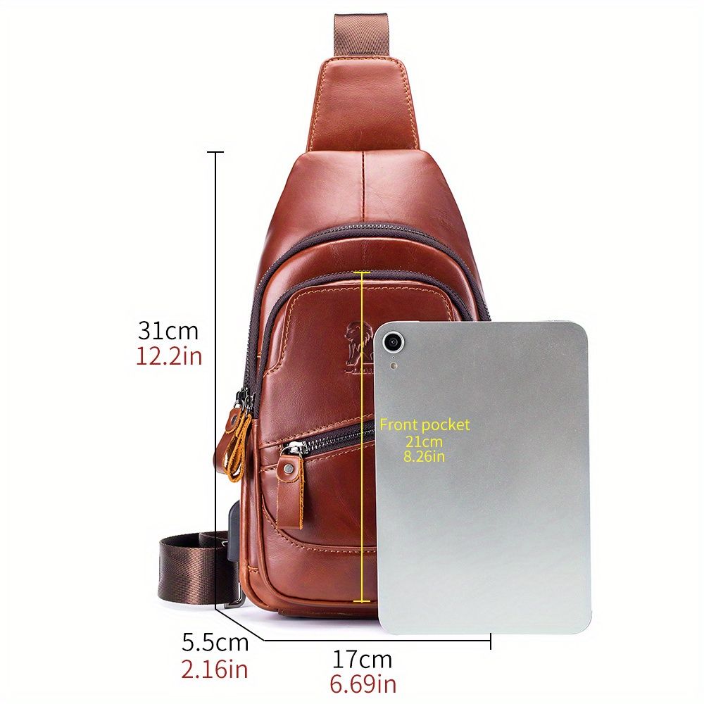 Brown Leather Sling Backpack Top-Grain Cowhide Backpack Travel Sling Bag Stylish view 3