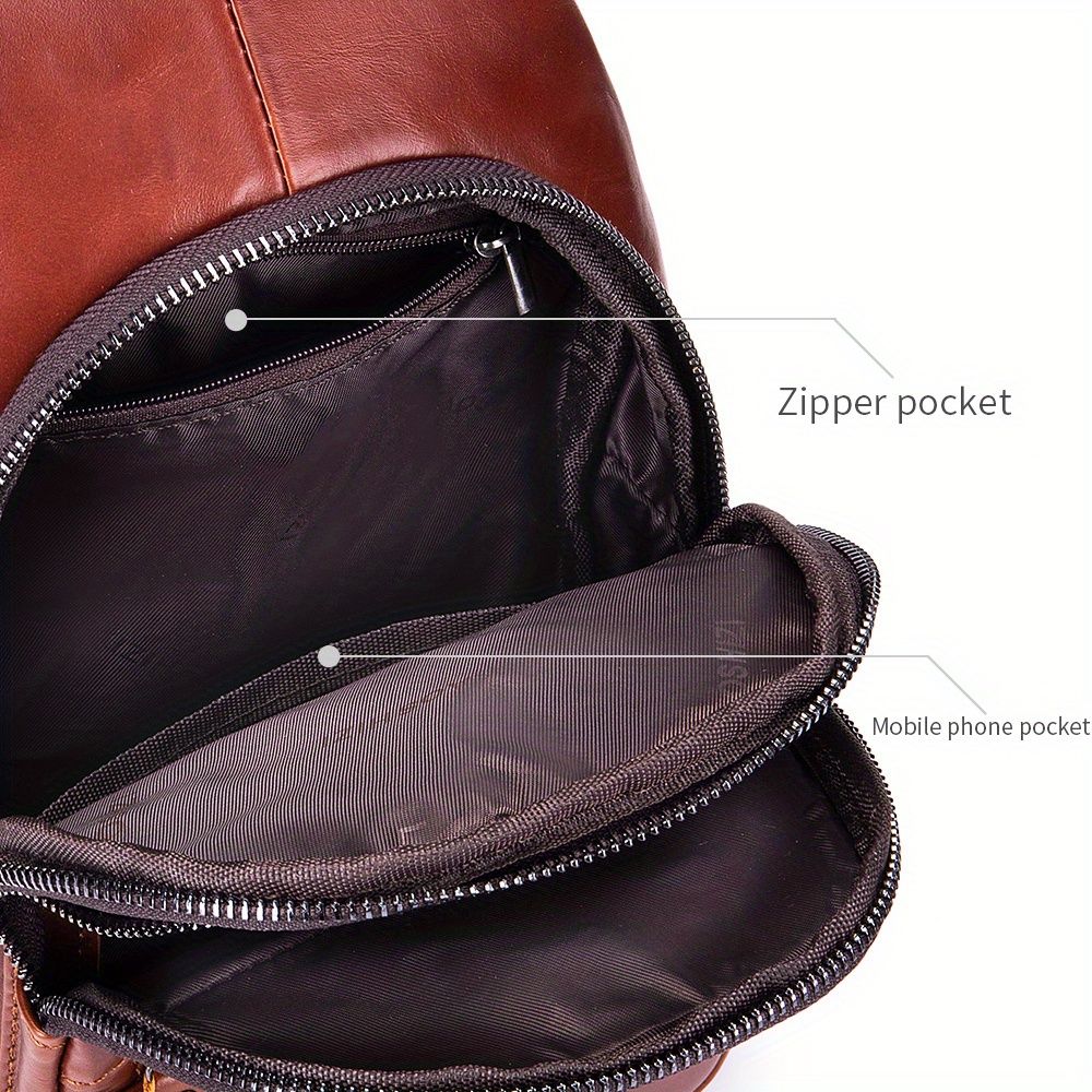 Brown Leather Sling Backpack Top-Grain Cowhide Backpack Travel Sling Bag Stylish view 9