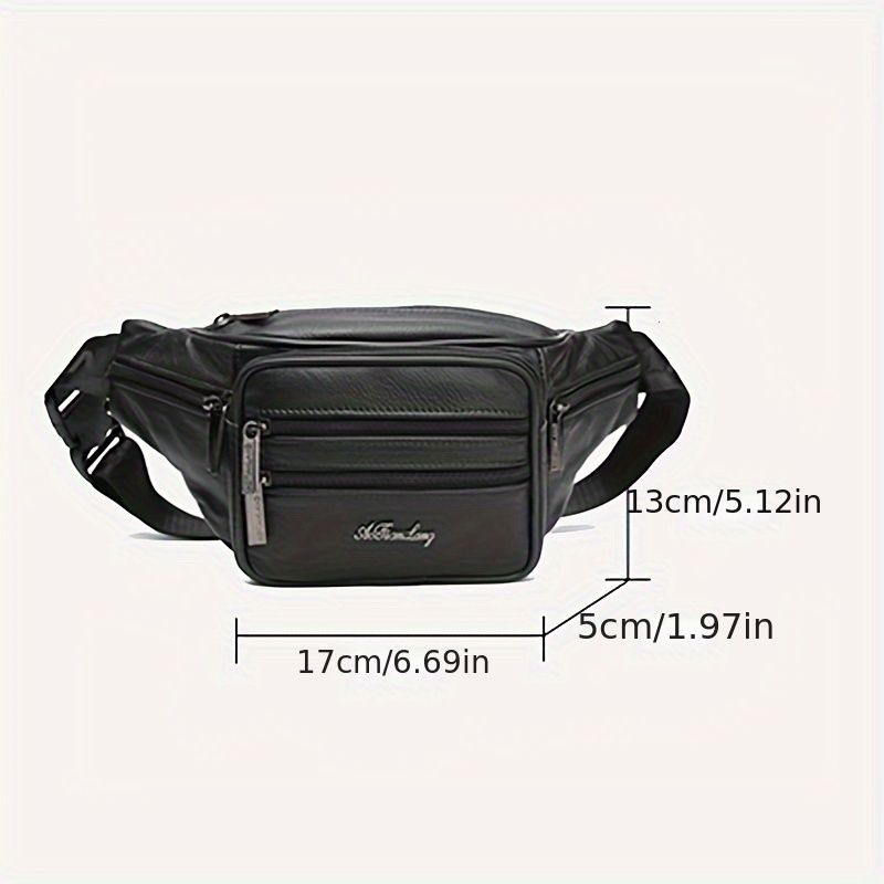 Black Brown Leather Fanny Pack Travel Fanny Pack Multi-Compartment Fanny Pack view 3
