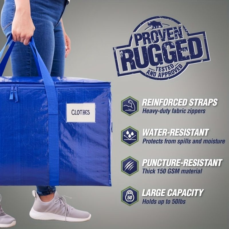 Blue White large capacity storage bin view 3