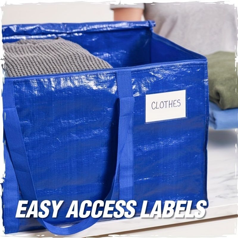 Blue White large capacity storage bin view 4