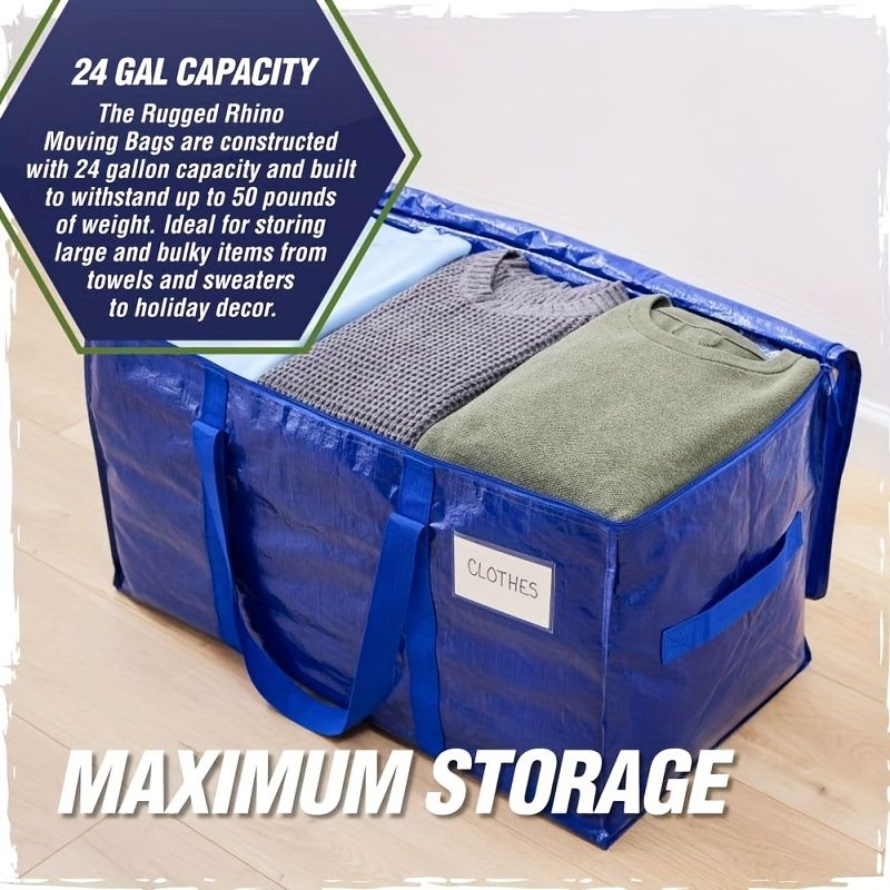 Blue White large capacity storage bin view 5
