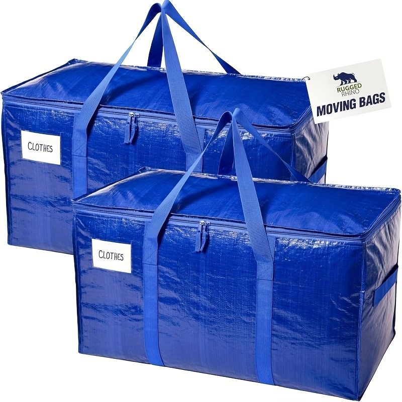 Blue White large capacity storage bin view 6