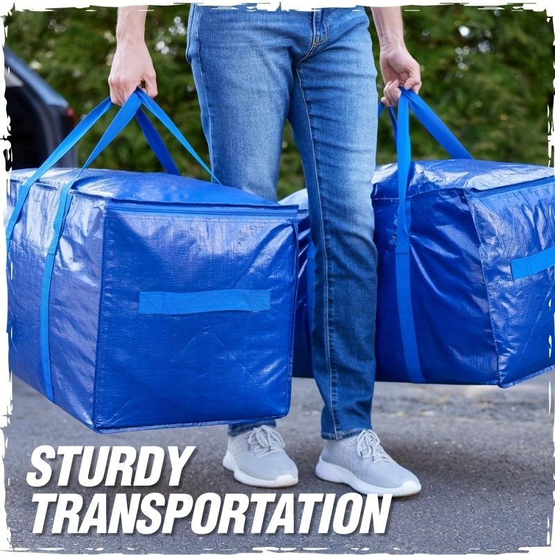 Blue White large capacity storage bin view 7