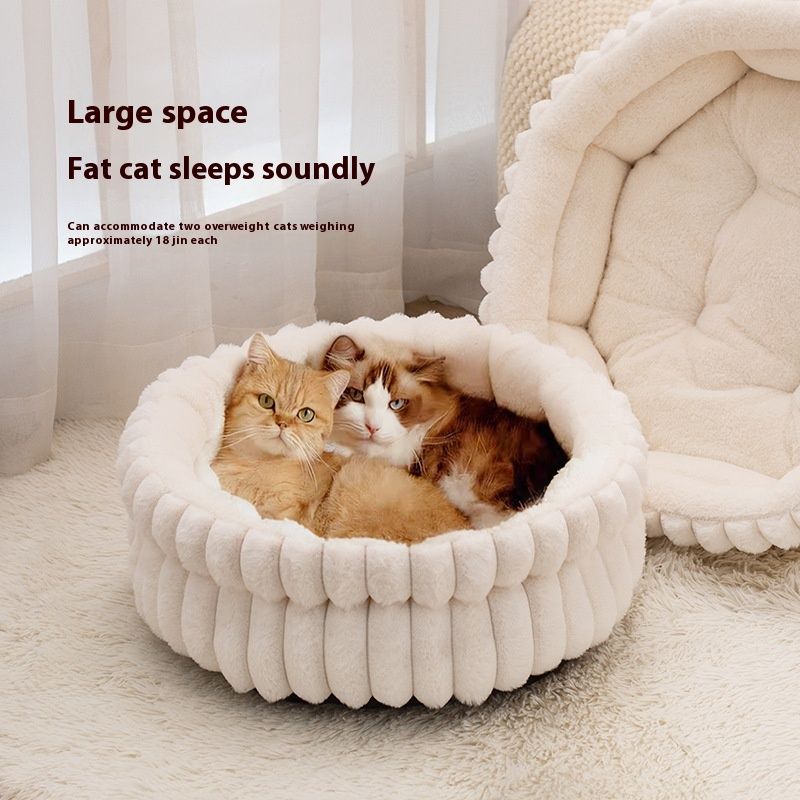 White cat bed, plush cat bed, cozy cat bed, anti-static cat bed, cat view 6
