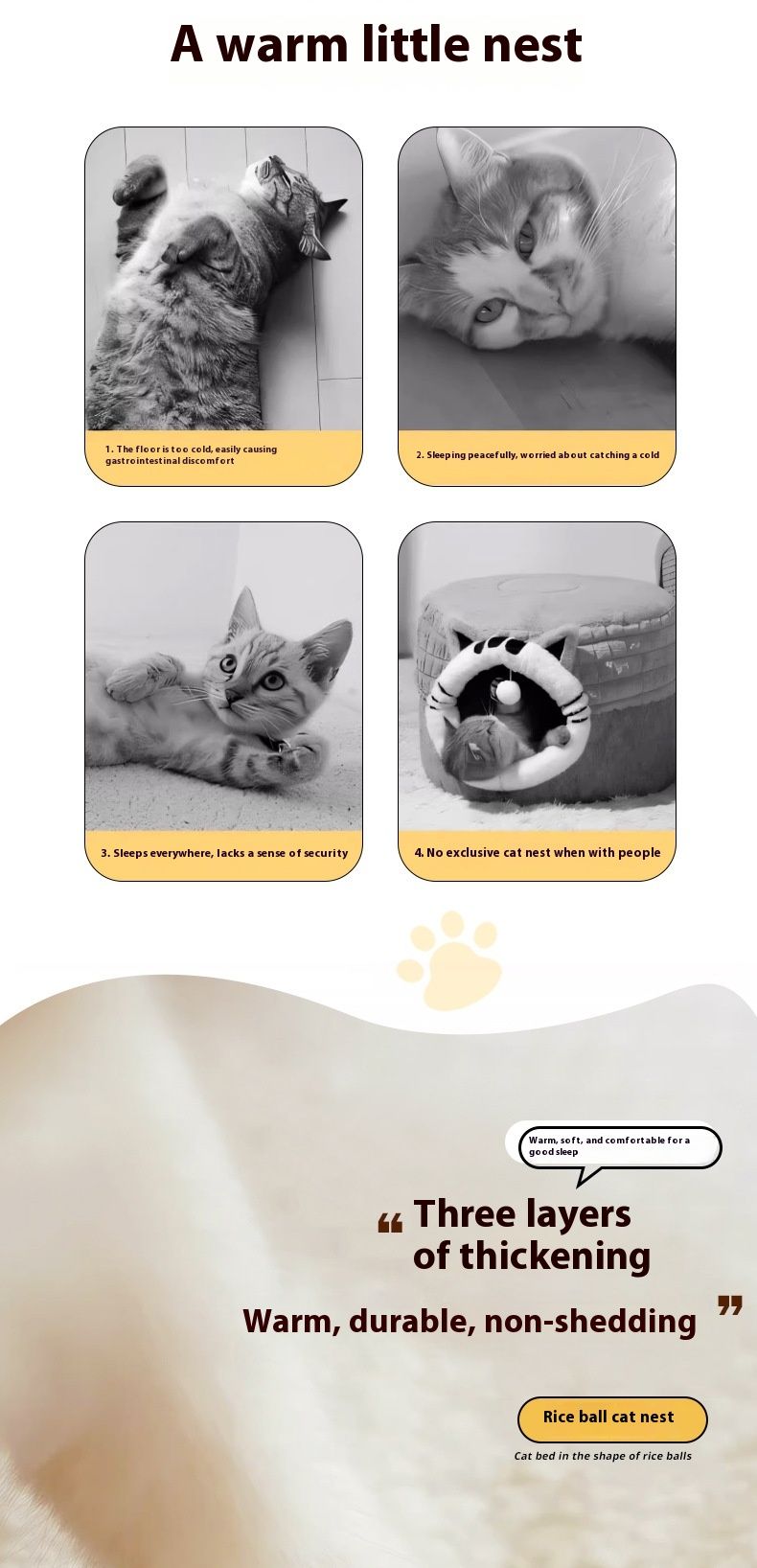 White cat bed, plush cat bed, cozy cat bed, anti-static cat bed, cat view 8