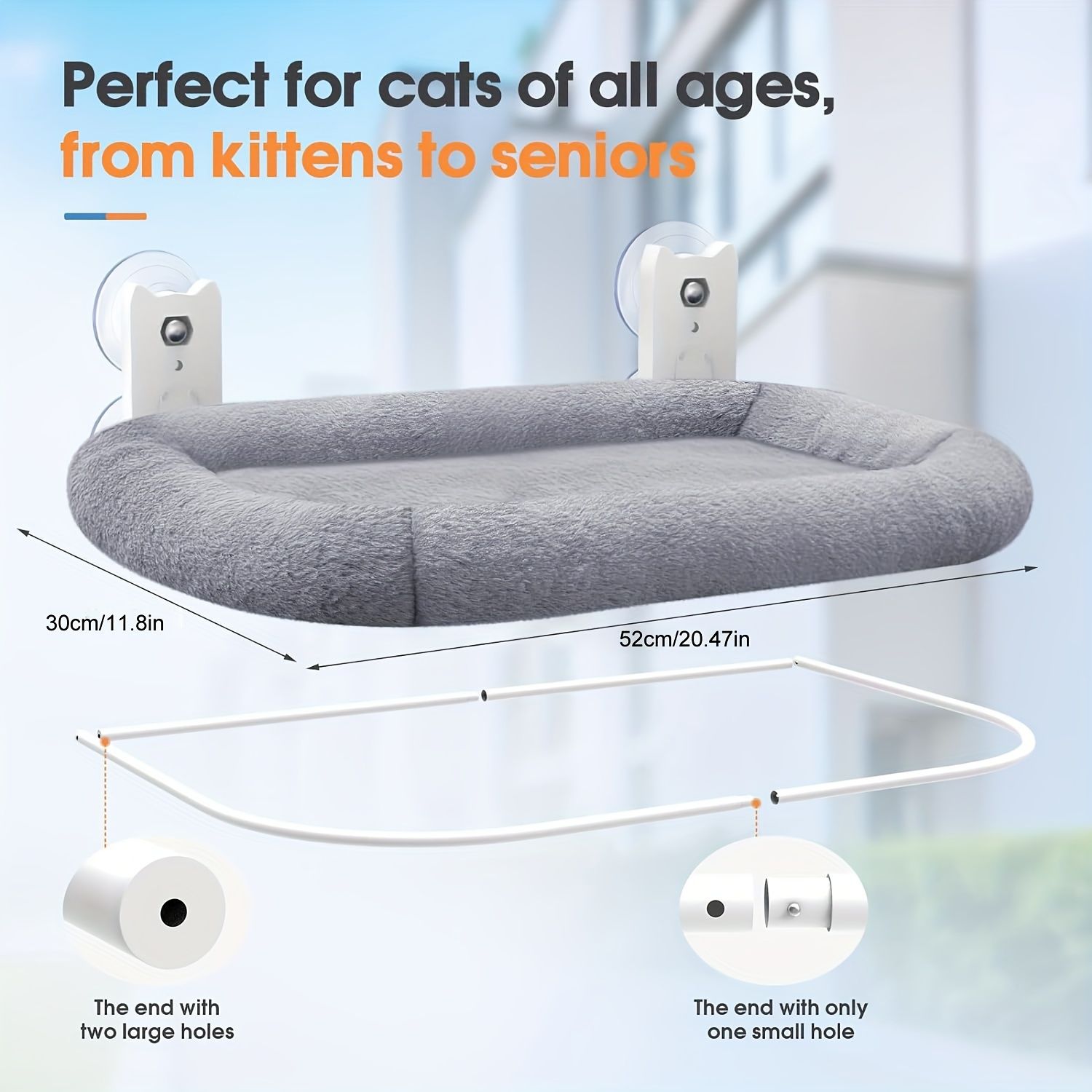 Gray cat bed, window cat bed, cat furniture, cat supplies, Australian cat bed view 3
