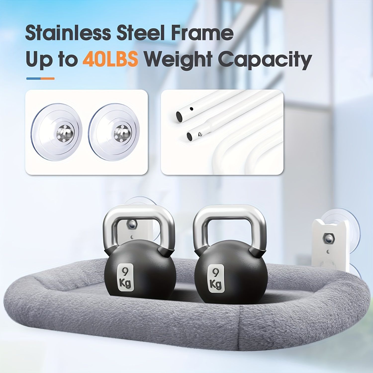 Gray cat bed, window cat bed, cat furniture, cat supplies, Australian cat bed view 4