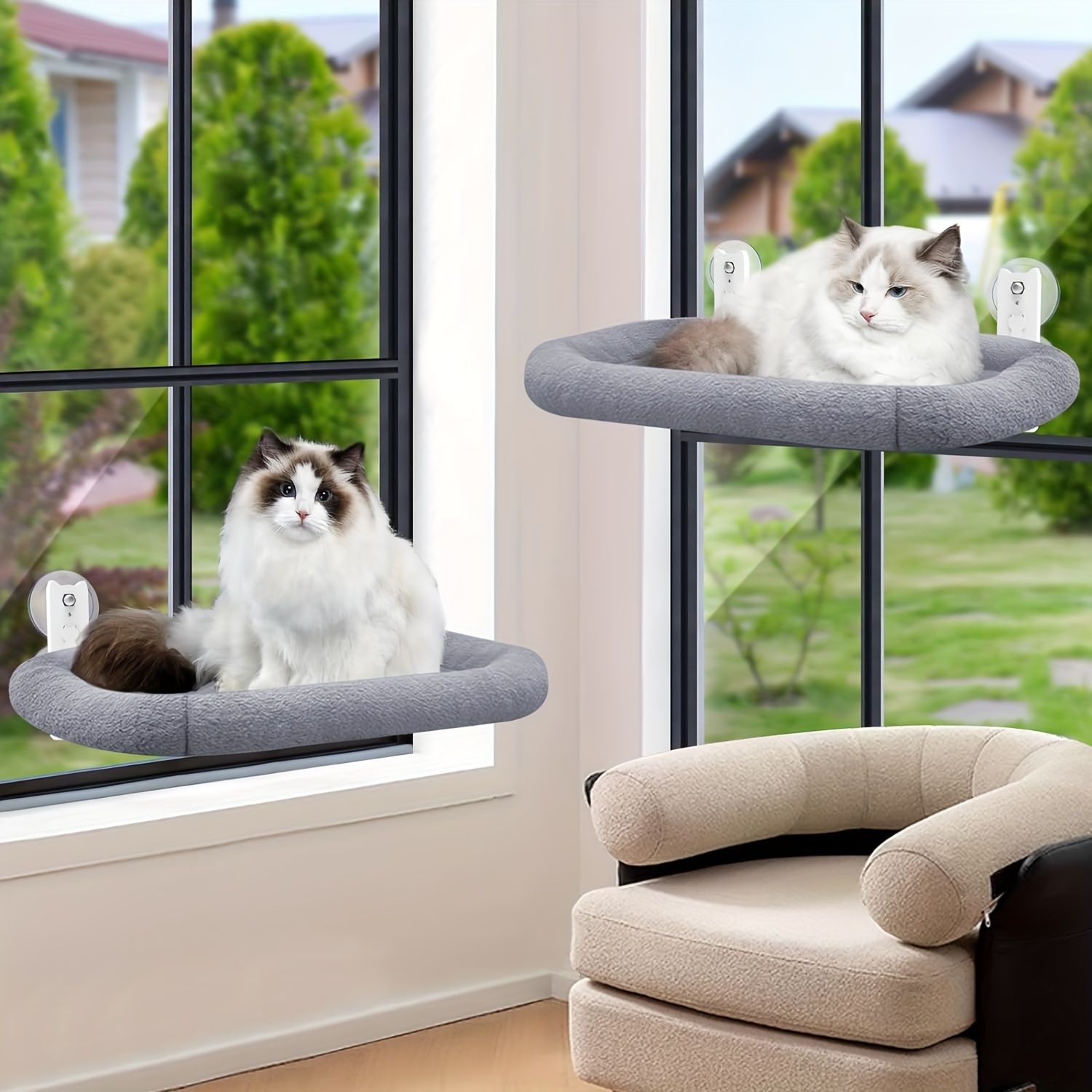 Gray cat bed, window cat bed, cat furniture, cat supplies, Australian cat bed view 5
