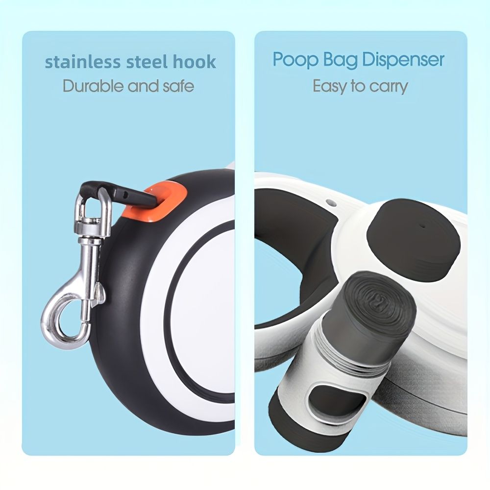 White retractable dog leash view 2