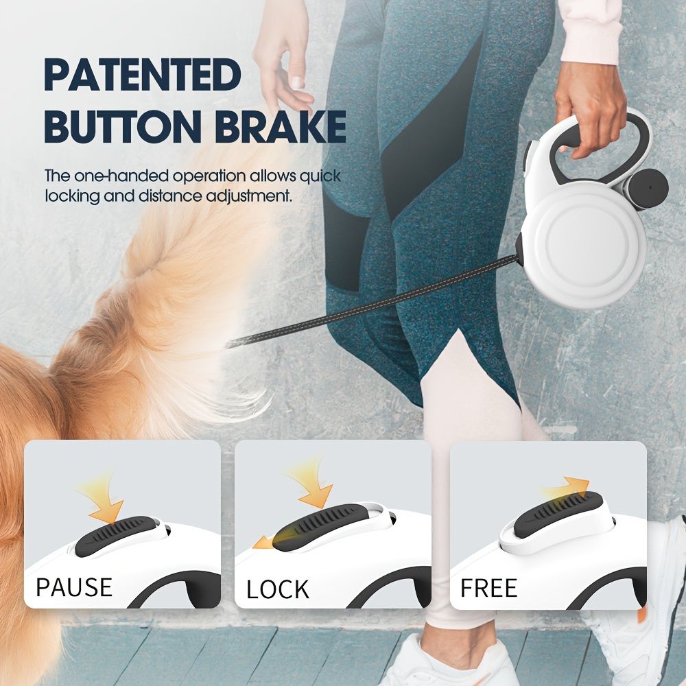 White retractable dog leash view 3