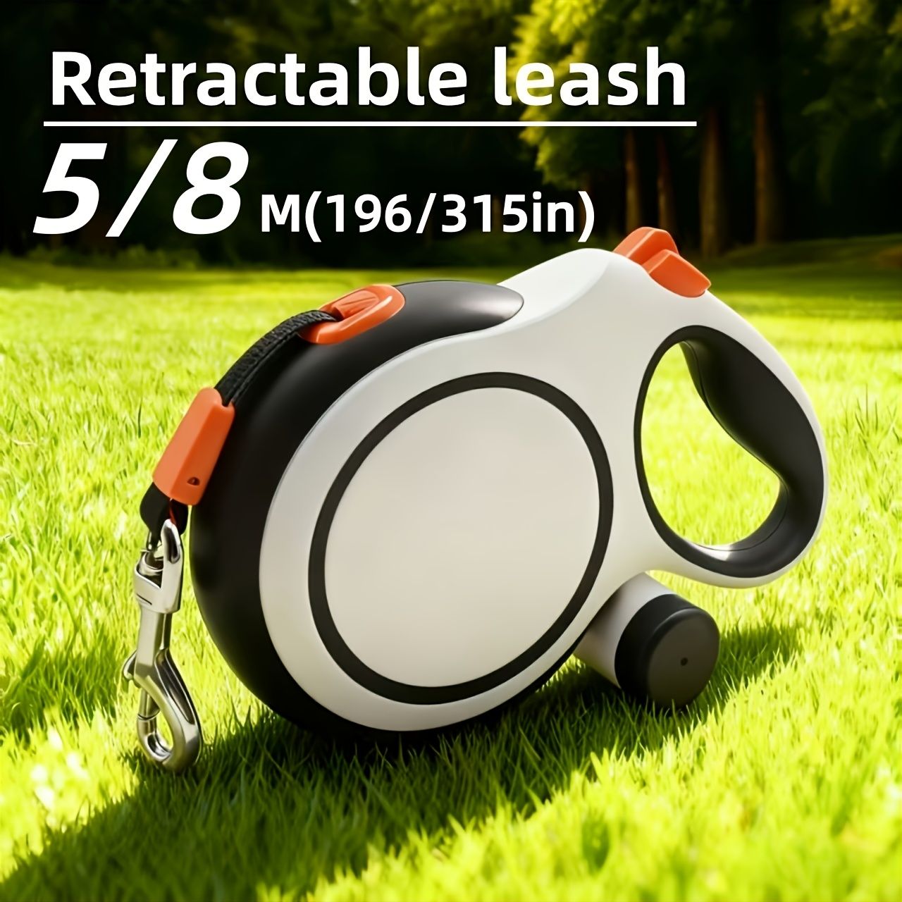 White retractable dog leash view 4