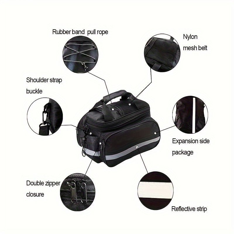 Bicycle Rear Rack Bag Expandable Bike Bag 27L Bike Storage Cycling Accessories view 4
