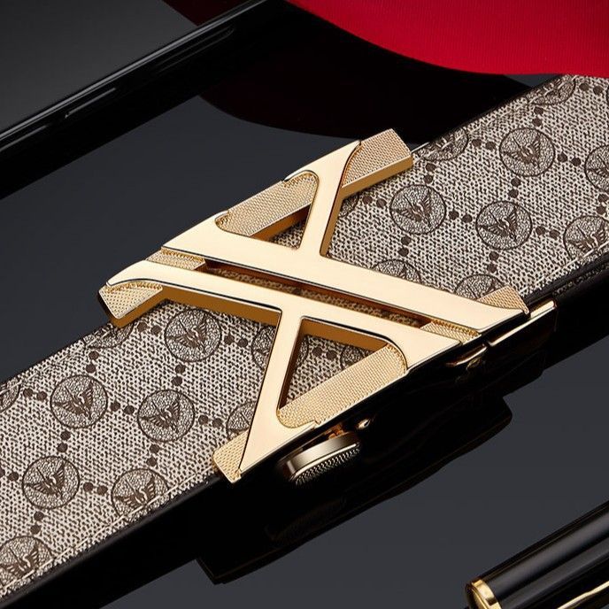 Men'S Genuine Leather Belt X-Shaped Buckle Men'S Accessories Trendy Belt view 5