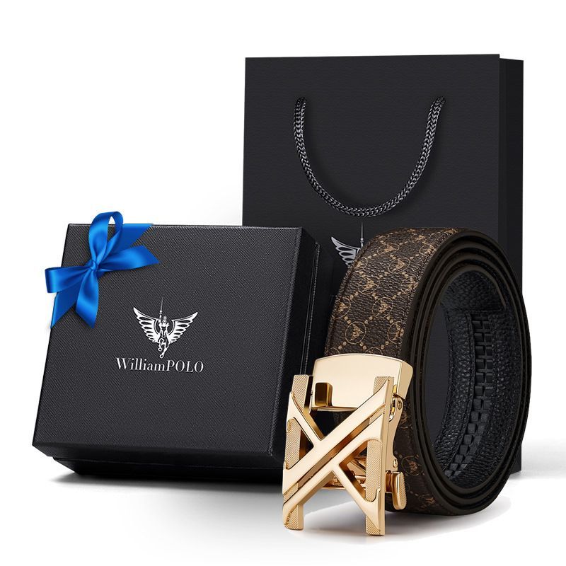 Men'S Genuine Leather Belt X-Shaped Buckle Men'S Accessories Trendy Belt view 3