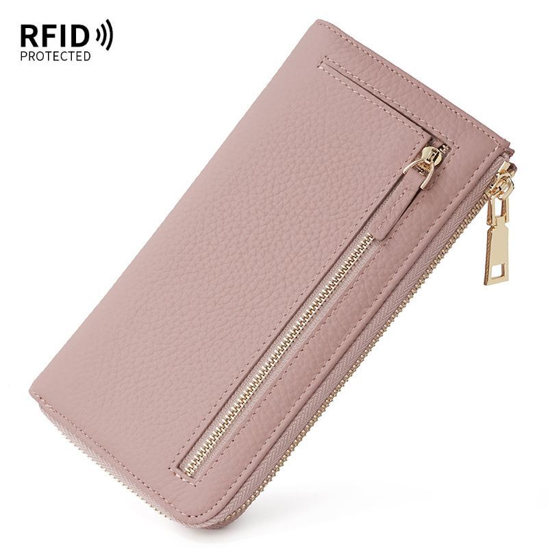 Genuine Leather Wallet RFID Blocking Wallet Long Zipper Clutch Women'S Phone view 5