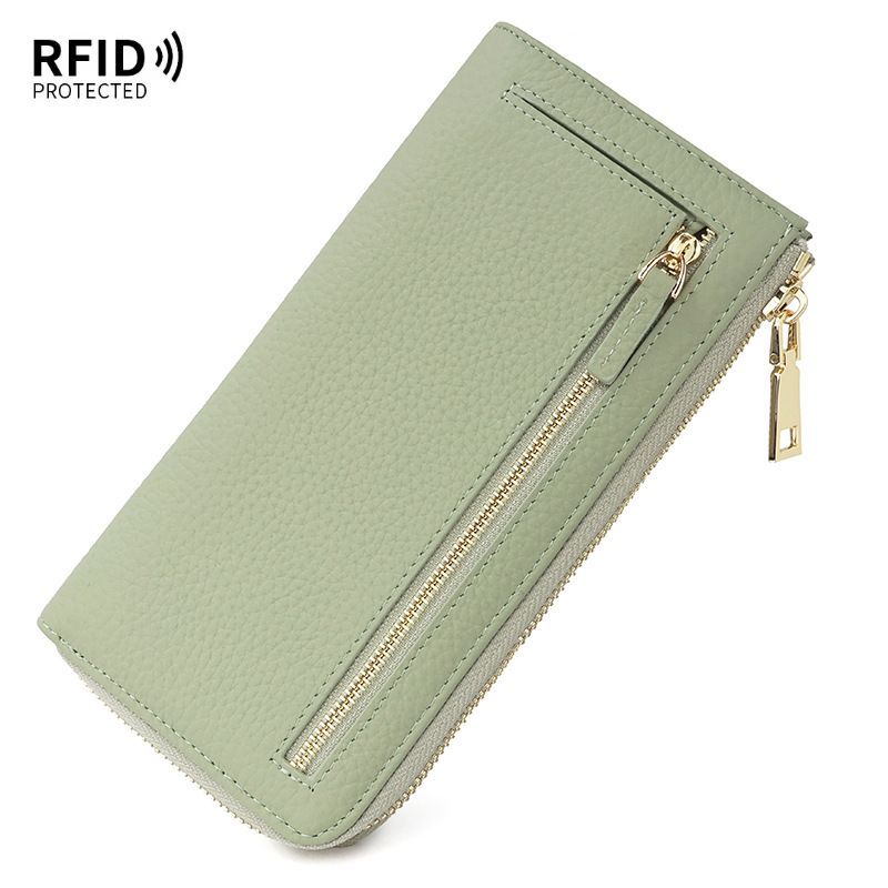 Genuine Leather Wallet RFID Blocking Wallet Long Zipper Clutch Women'S Phone view 4