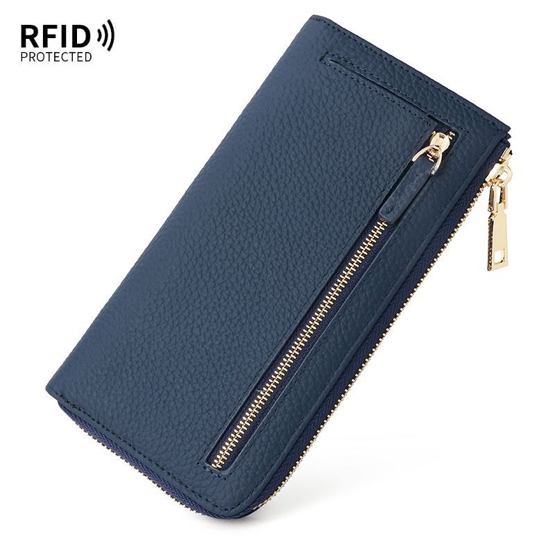 Genuine Leather Wallet RFID Blocking Wallet Long Zipper Clutch Women'S Phone view 5